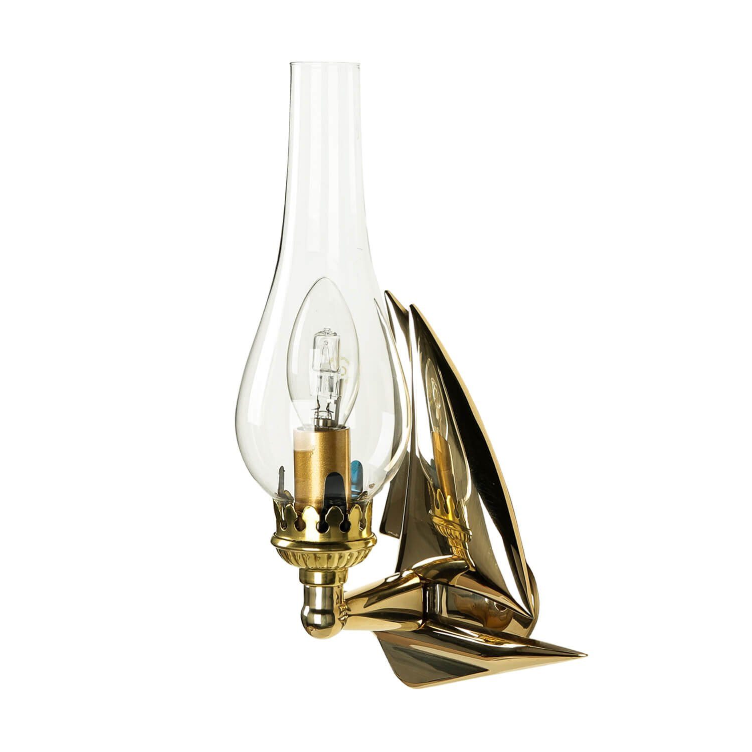Licht-Erlebnisse Wandleuchte BARCA, ohne Leuchtmittel, Wandlampe Messing maritim Segelschiff Flur Bad Treppe Lampe