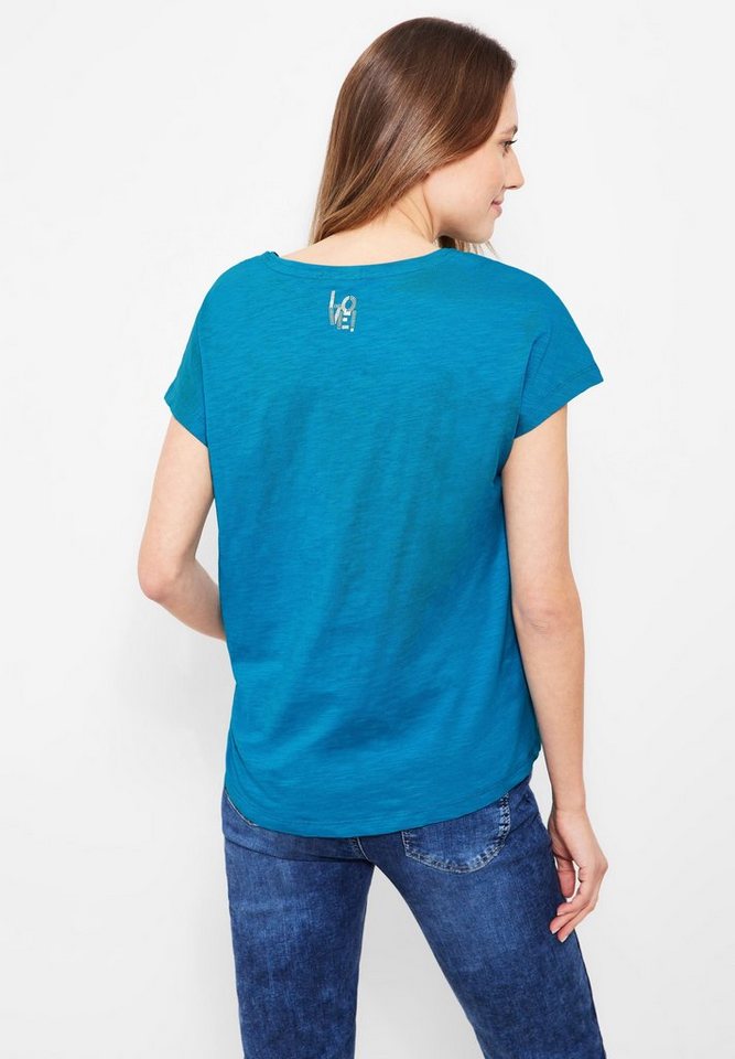Cecil T-Shirt mit Printdetail, Überschnittene Schultern