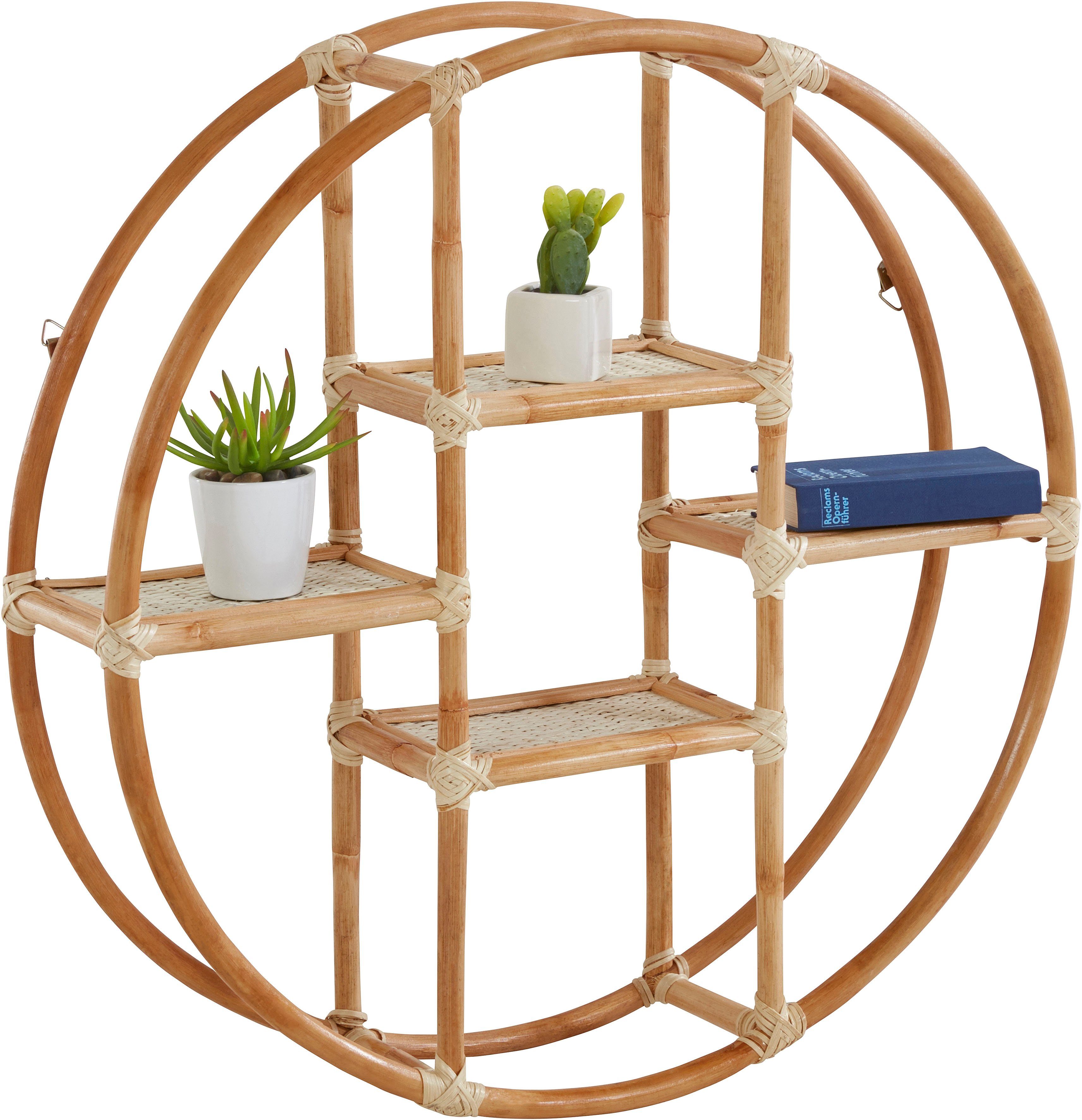 andas Deko-Wandregal »Lundtoft«, rund, aus Rattan, Ø 66cm