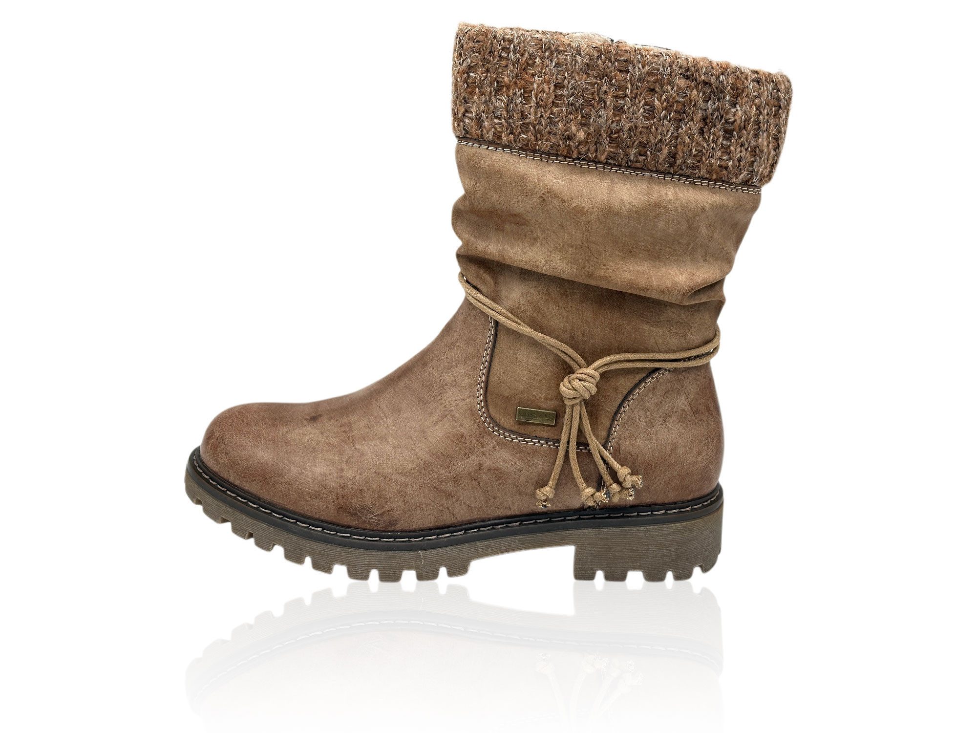 Nowaland Winterboots Damen mit Strickbund und dekorativer Schnürung Winterboots Mit weichem Strickbund, gerafftem Schaft und dekorativer Kordel