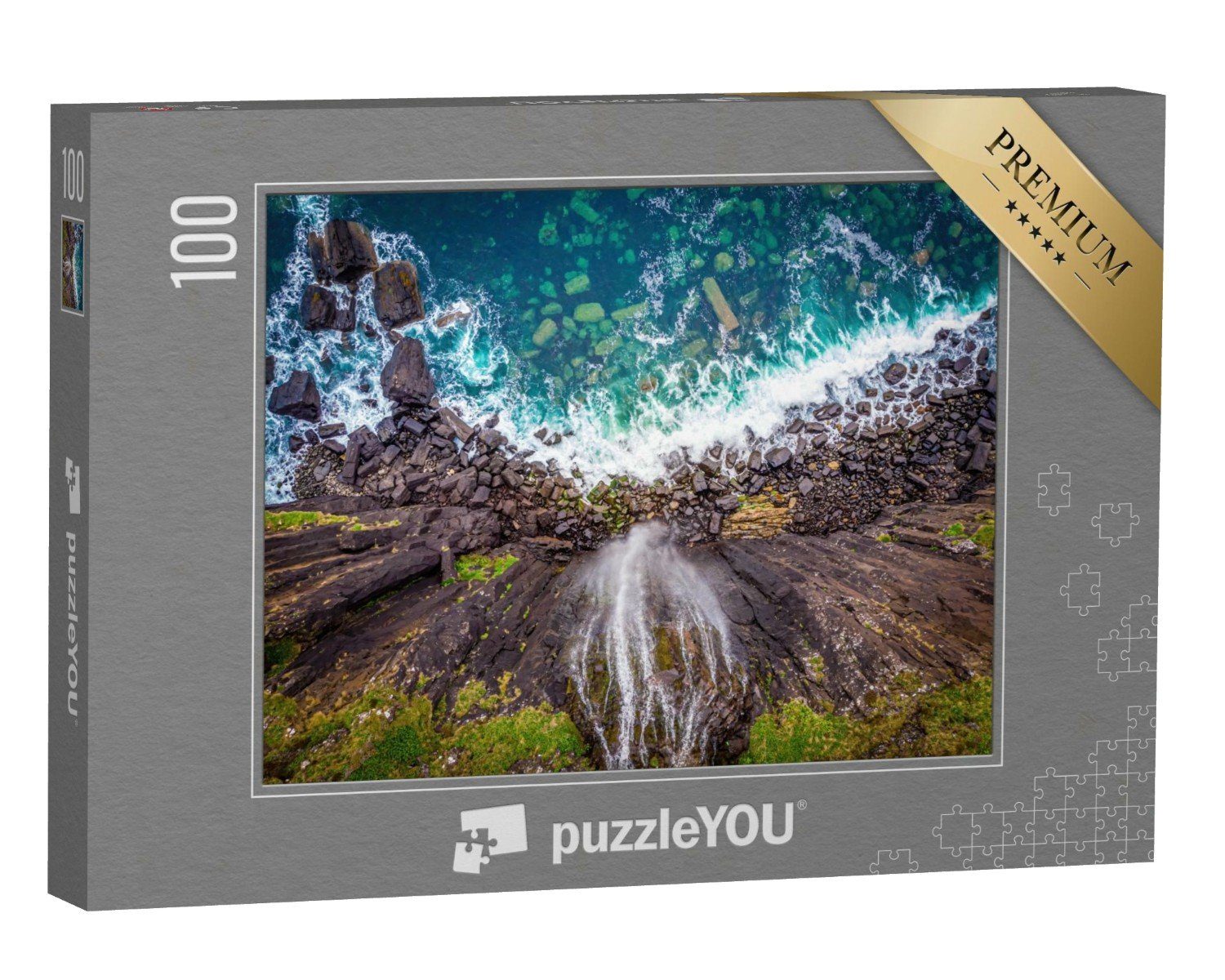 puzzleYOU Puzzle Beeindruckende Klippe Kilt Rock, Schottland, 100 Puzzleteile, puzzleYOU-Kollektionen Felsen