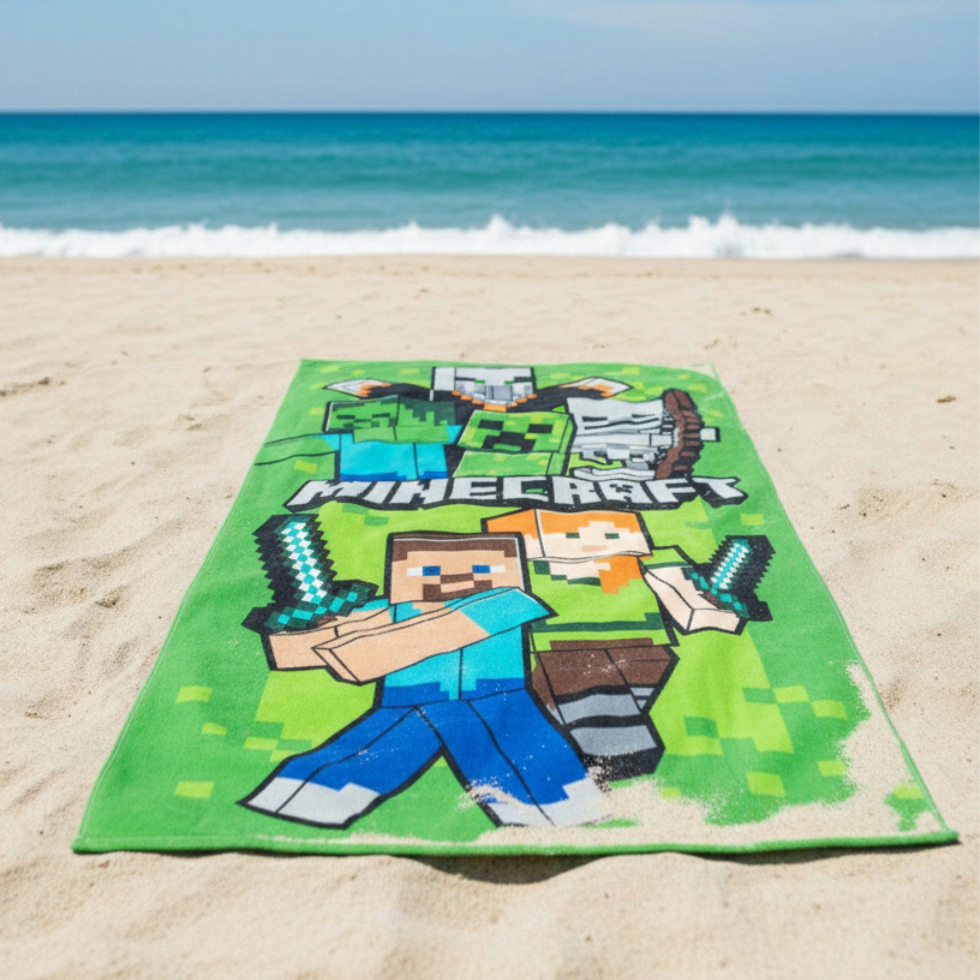 Minecraft Strandtuch MInecraft Gamer Steve Alex Creeper Mikrofaser Badetuch Strandtuch, 70x140 cm