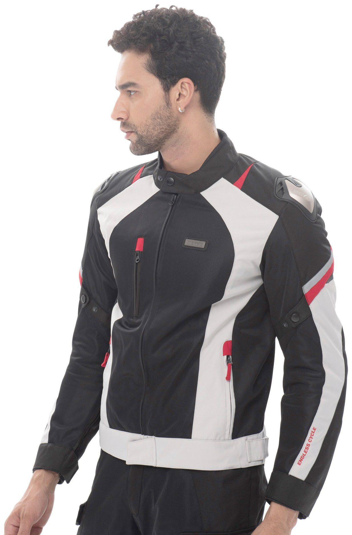 Latitude NERVE Sommerjacke weiß-schwarz Motorradjacke