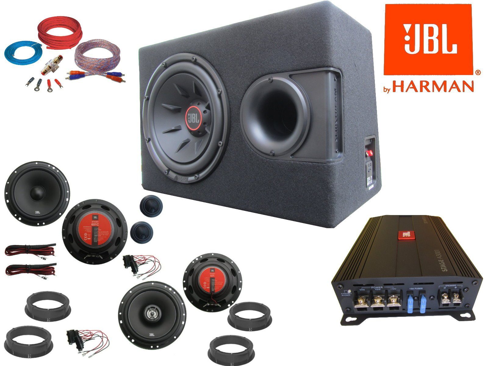 DSX JBL Set für VW Golf 7 Boxen Tür Subwoofer Verstärker Kabel Auto-Lautsprecher (345 W)