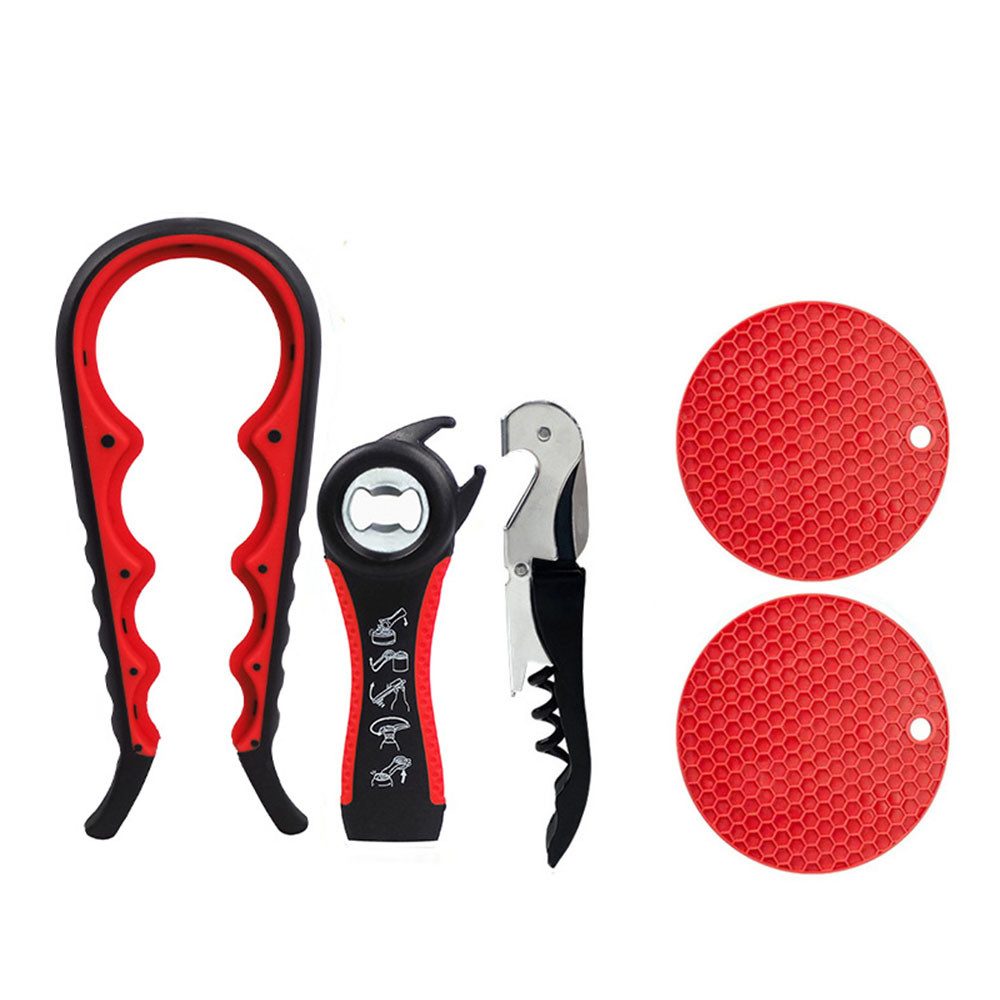 TUWENA Flaschenöffner Glasöffner und Flaschenöffner mit Silikongriffpolster Gummi-Glasöffner