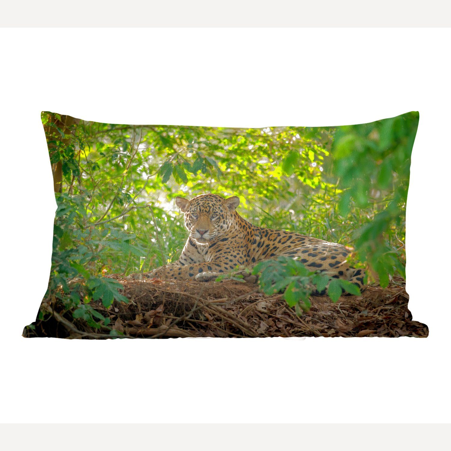 MuchoWow Dekokissen Jaguar im Dschungel, Wohzimmer Dekoration, Zierkissen, Dekokissen mit Füllung, Schlafzimmer
