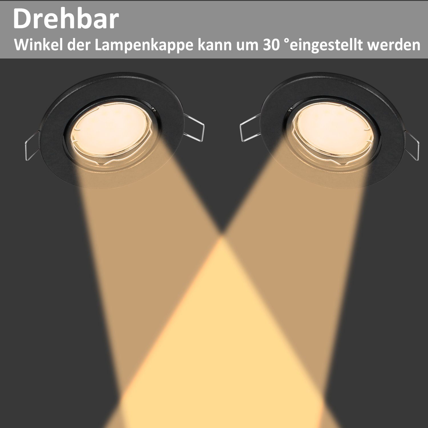 Glitzerlife 6er Einbaurahmen GU10 Set - Weiß Einbaustrahler Mit Sockel Lochdurchmesser 50mm Einbauspots Rund Metall Schwenkbar 30° Für LED Leuchtmittel Halogen_voghion.com