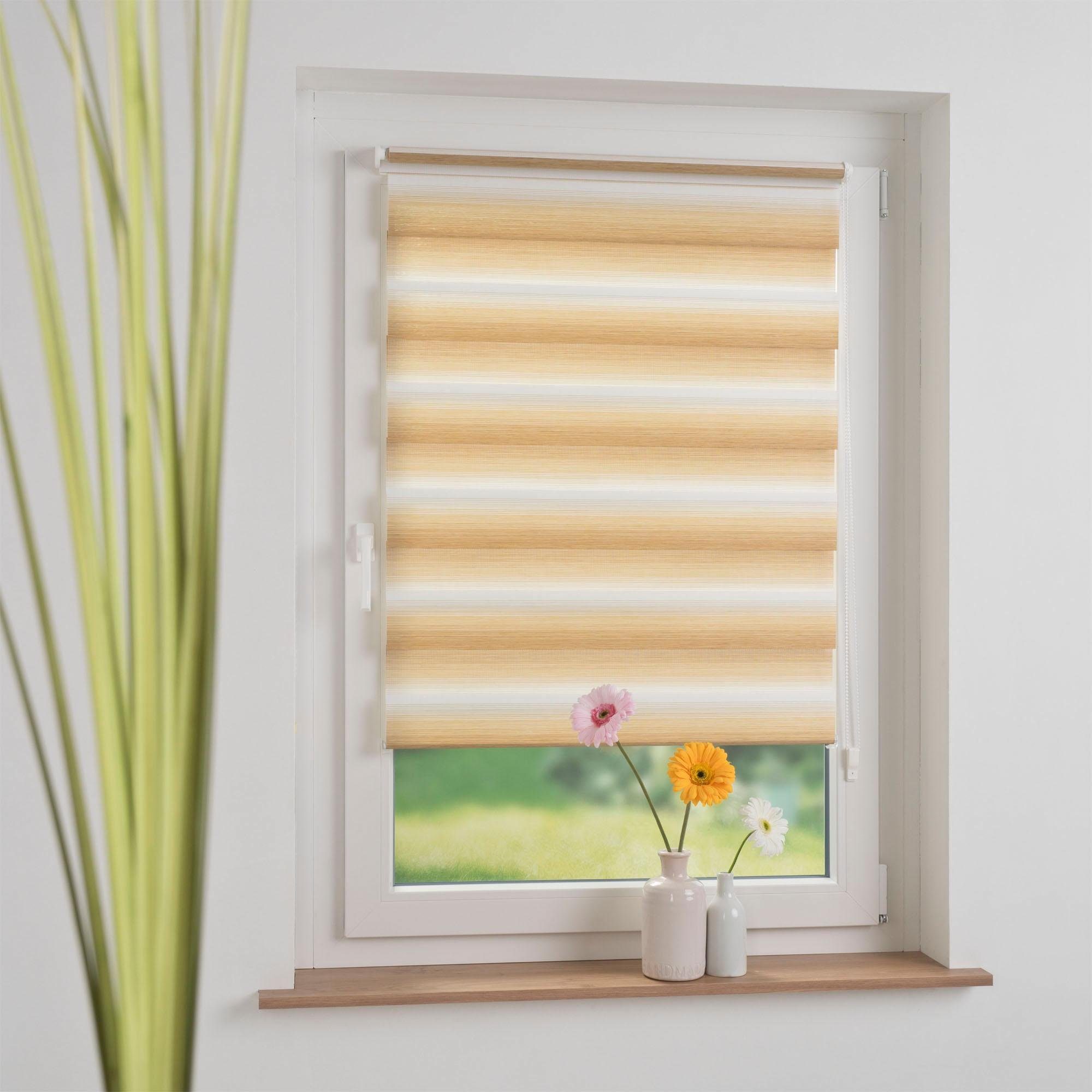 Doppelrollo Farbverlauf, Liedeco, Lichtschutz, ohne Bohren, Klemmfix günstig online kaufen