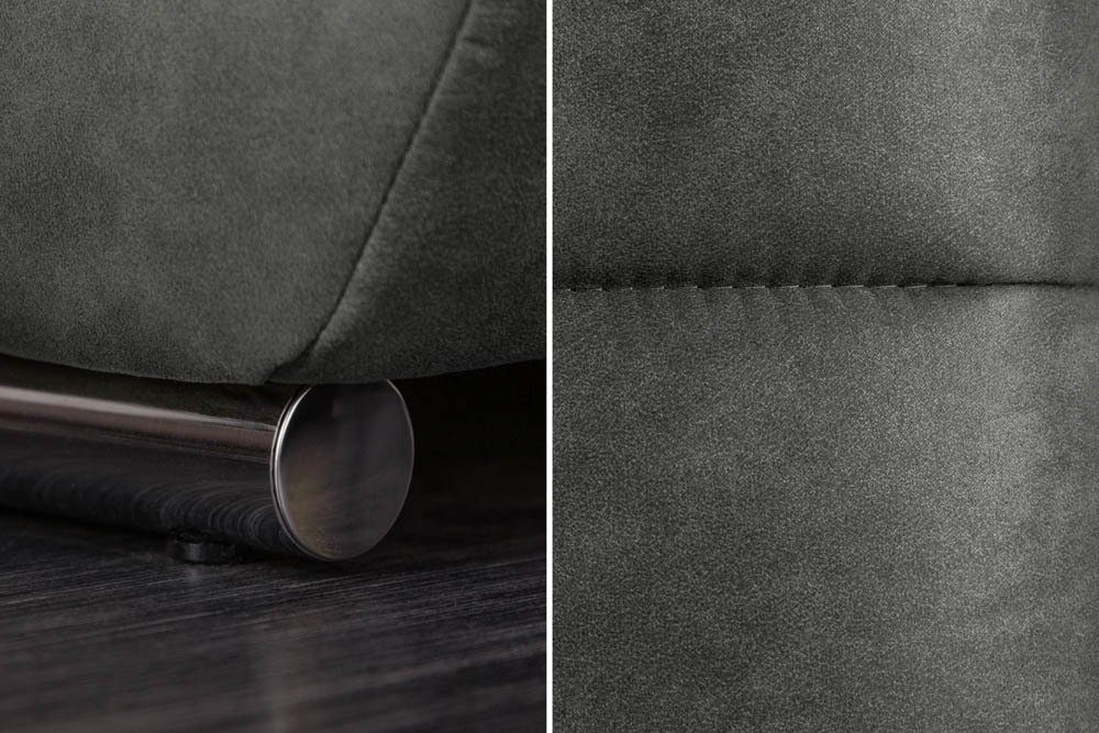 · grau, Big-Sofa · XXL ELEGANCIA Couch Federkern riess-ambiente · Einzelartikel inkl. Kissen Design mit · 285cm Microfaser 1 Teile,