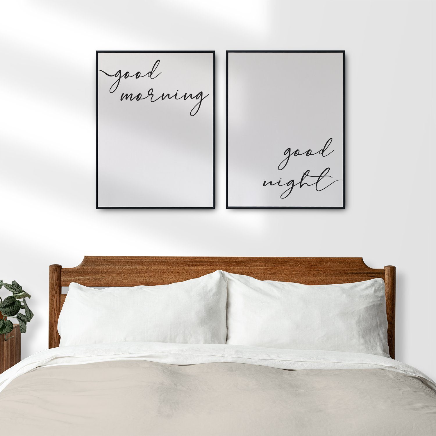 Set Poster Tigerlino Night Morning - Schlafzimmer 2er Wanddeko Good Wandbild Good Bett