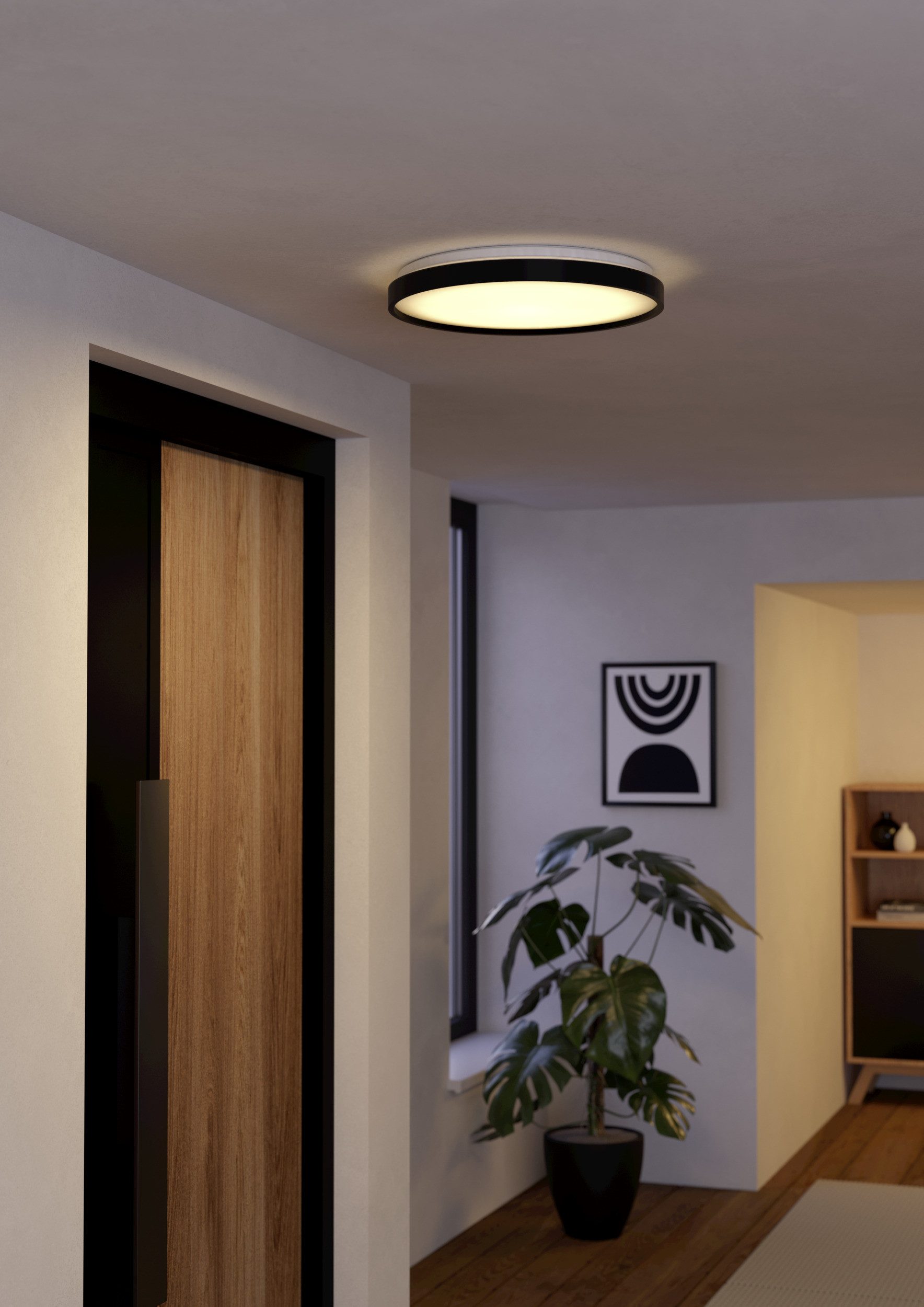 EGLO LED Deckenleuchte MOZONCILLO-Z Deckenlampe, Disco-Modus, ZigBee 3.0, Wohnzimmerlampe, CCT - über Fernbedienung, Dimmer, Dimmfunktion, Farbsteuerung, Farbwechsel, Fernbedienung, Infrarot inkl., Memoryfunktion, Nachtlichtfunktion, RGB, Smart Home, Timerfunktion, Weckerfunktion, dimmbar über Fernbedienung, mehrere Helligkeitsstufen, LED wechselbar, RGB, warmweiß - kaltweiß, Fernbedienung inkl., App / Sprachsteuerung Alexa, H: 6,5cm x D: 40 cm