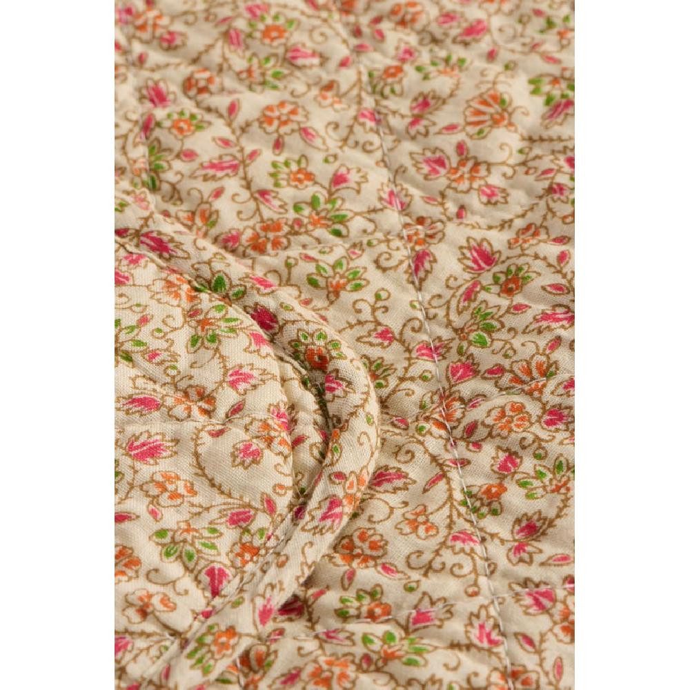 Wohndecke Ib Laursen Quilt Decke Tagesdecke mit Grünen und Orangenen Blumenranke, Ib Laursen