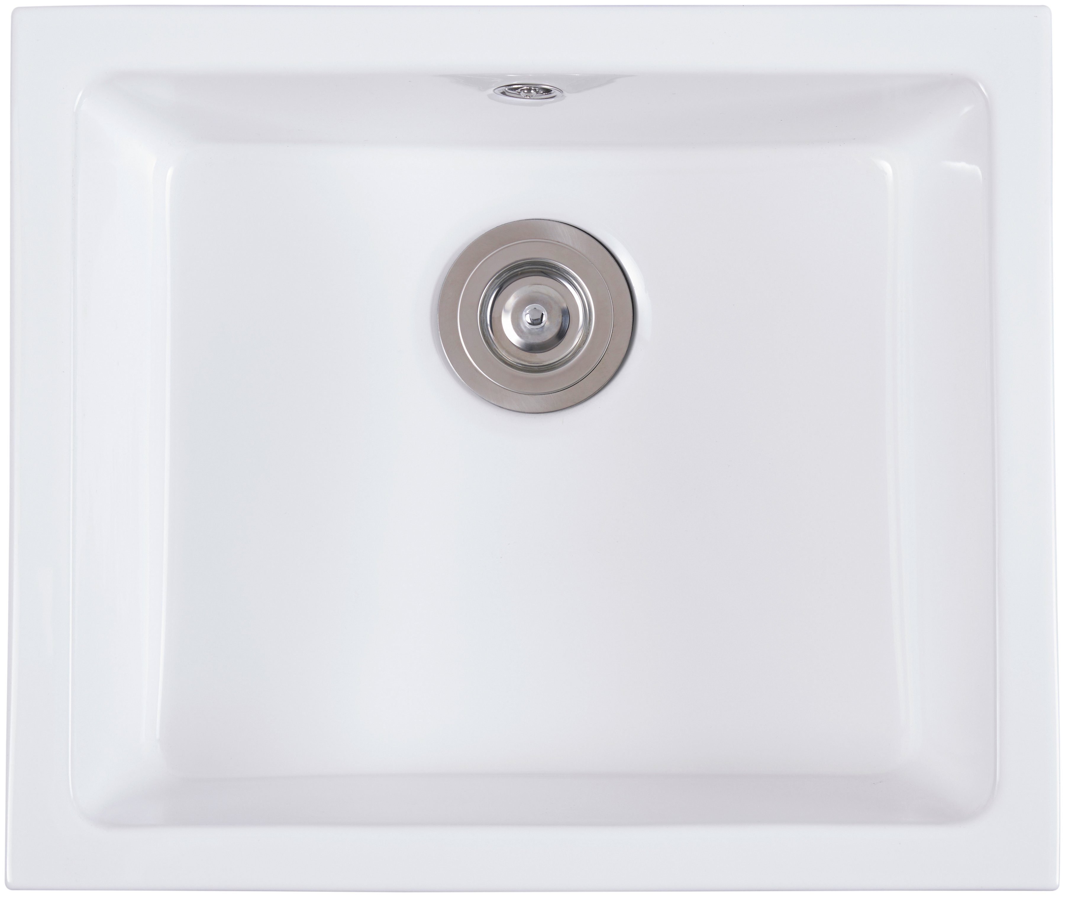 welltime Küchenspüle Amrum, rechteckig, 53,5/46 cm, Easy Clean Beschichtung, (inklusive Ab- und Überlaufgarnitur), hochwertige Keramik