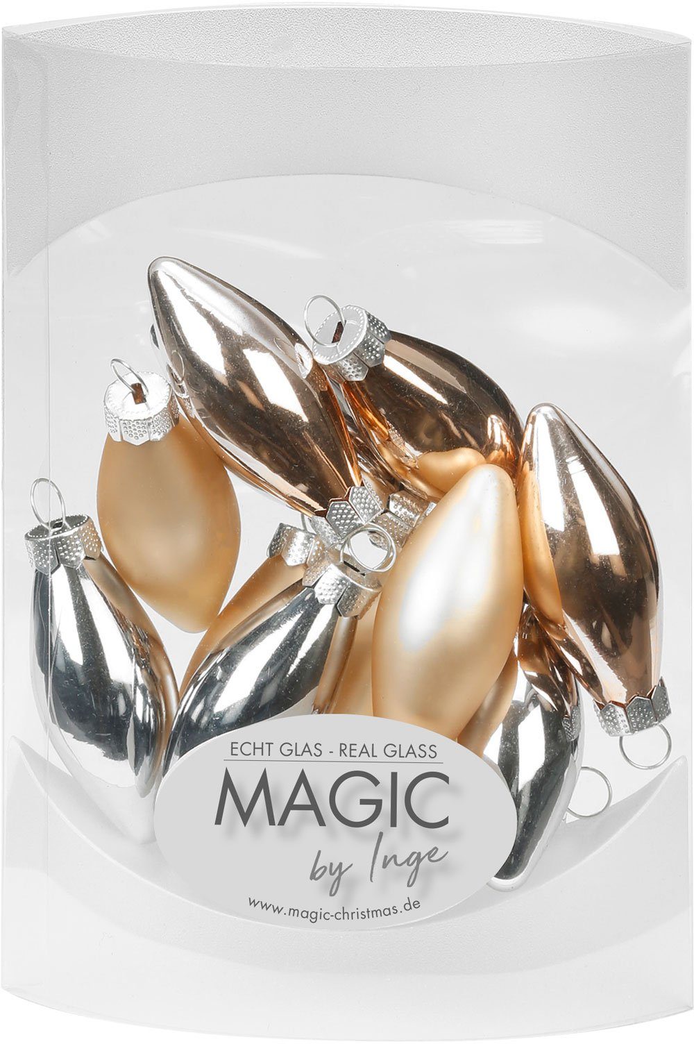 MAGIC by Inge Christbaumschmuck, Christbaumschmuck Mini Glas Oliven 4.5cm Glowing Mountains, 12 Stück