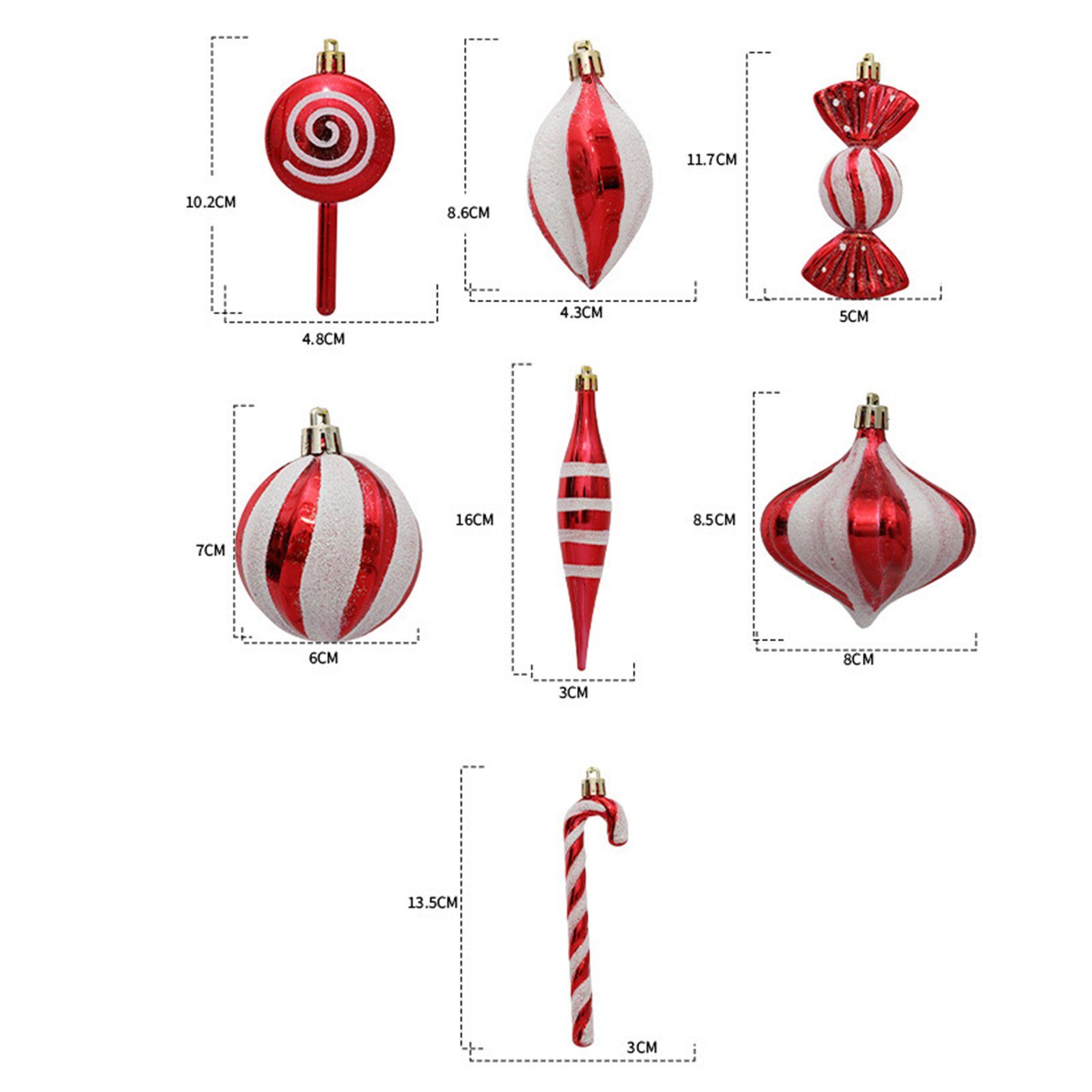 Ornamente, Rutaqian Zuckerstangen für Weihnachtskugeln, Bälle Weihnachten Weihnachtsdeko zum 14Stück Christbaumschmuck Dekorationen Hängen Weihnachtsbaum Zuckerstange