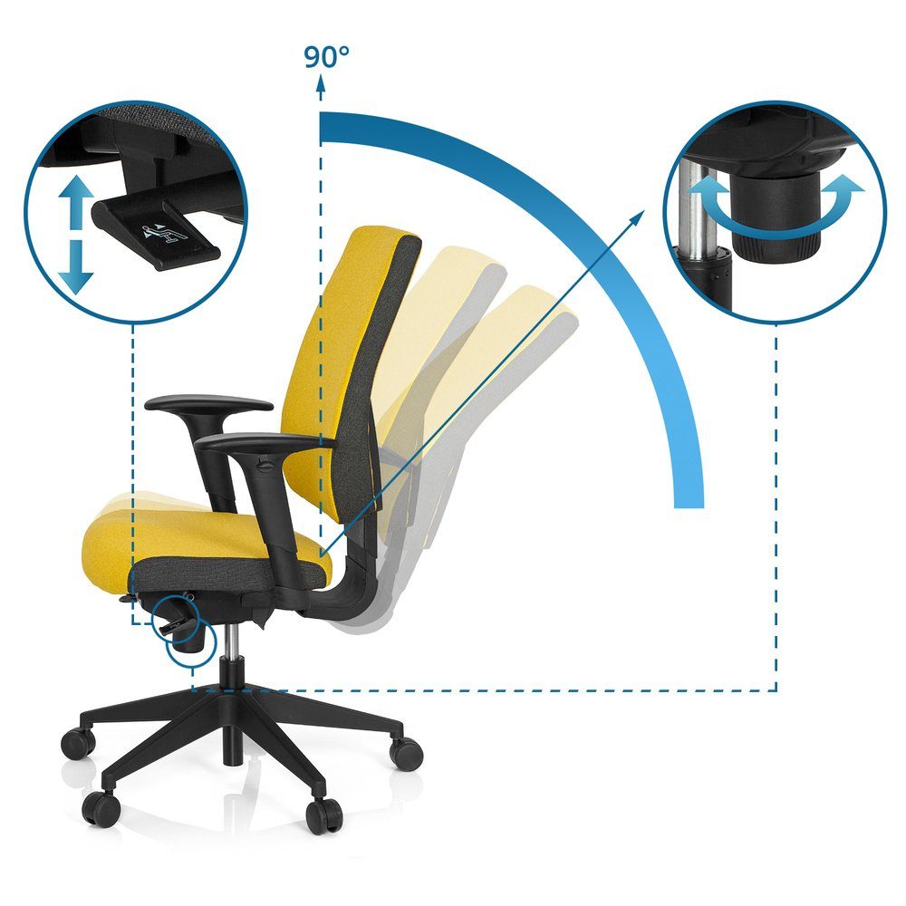 OFFICE Bürostuhl ergonomisch Drehstuhl Gelb hjh Profi PRO-TEC (1 Stoff 500 Schreibtischstuhl St),