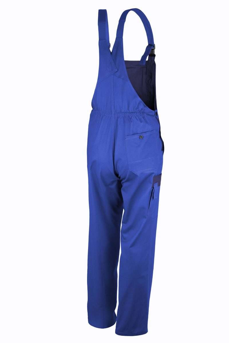 Qualitex Workwear Arbeitslatzhose basic 2-farbiger Blaumann BW 240 aus faserverstätkter Baumwolle (1-tlg) Latzhose mit 7 Taschen - Strapazierfähig - Pflegeleicht - Waschbar