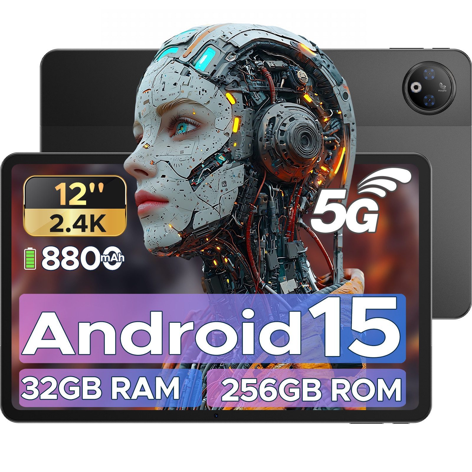 DOOGEE VPAD 5G 12 Zoll Tablet—Mit SIM Karte, Einzelgerät oder Tastatur Set 5G Tablet (12", 256 GB, Android 15, 5G, 8GB+256GB, 8800mAh, 2.4K 90Hz Display Tablet, 13MP + 8MP camera)