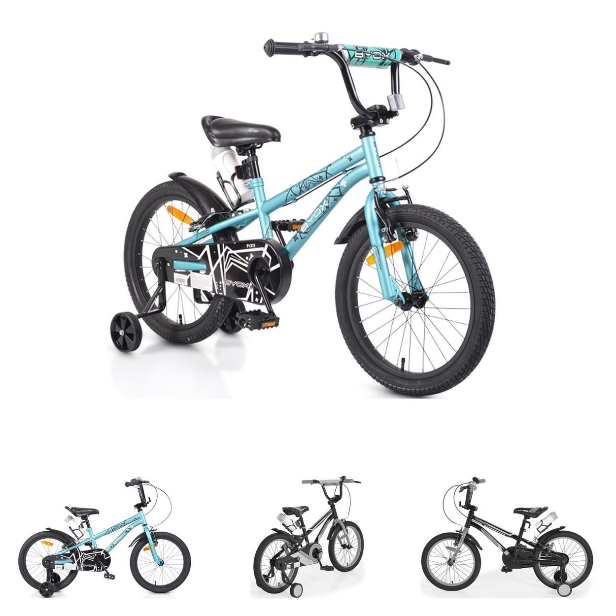 Byox Kinderfahrrad Kinderfahrrad 18 Zoll Pixi, 1 Gang 1 Gang, keine, Klingel, Reflektoren, Stützräder, ab 5 Jahre