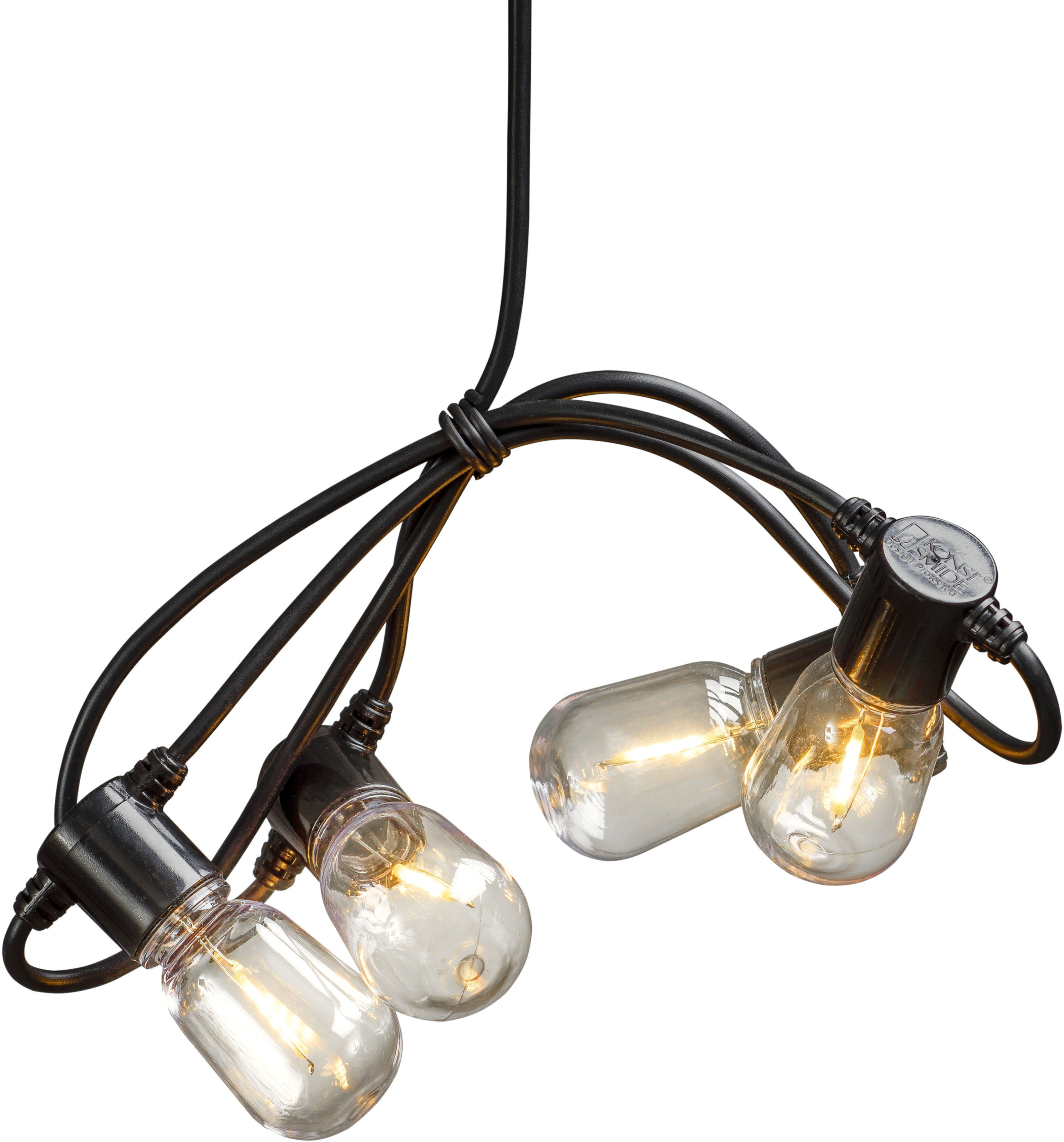 KONSTSMIDE LED-Lichterkette, 20-flammig, LED Biergartenkette, klar, 20 klare Birnen / 40 bernsteinfb. Dioden