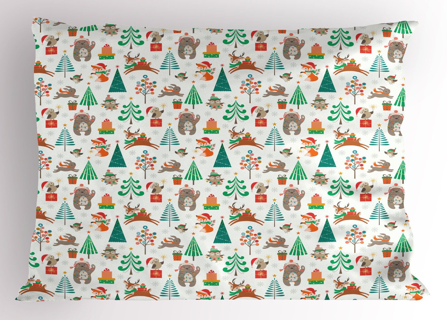 Kissenbezüge Dekorativer Standard King Size Gedruckter Kissenbezug, Abakuhaus (1 Stück), Weihnachten Baum Geschenke Animals