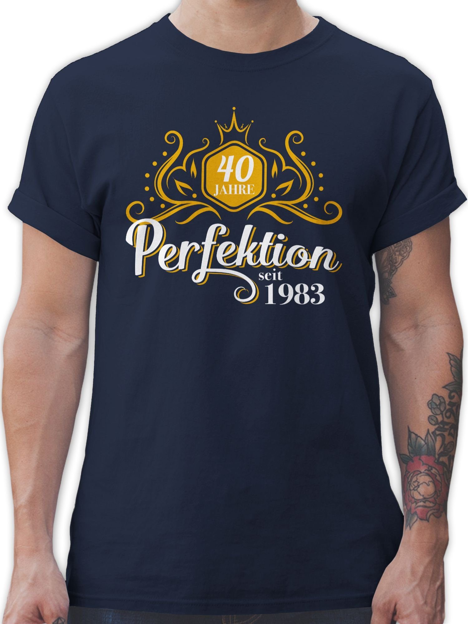 Vierzig Jahre 1983 T-Shirt Geburtstag 2 Shirtracer Perfektion Navy Blau 40.