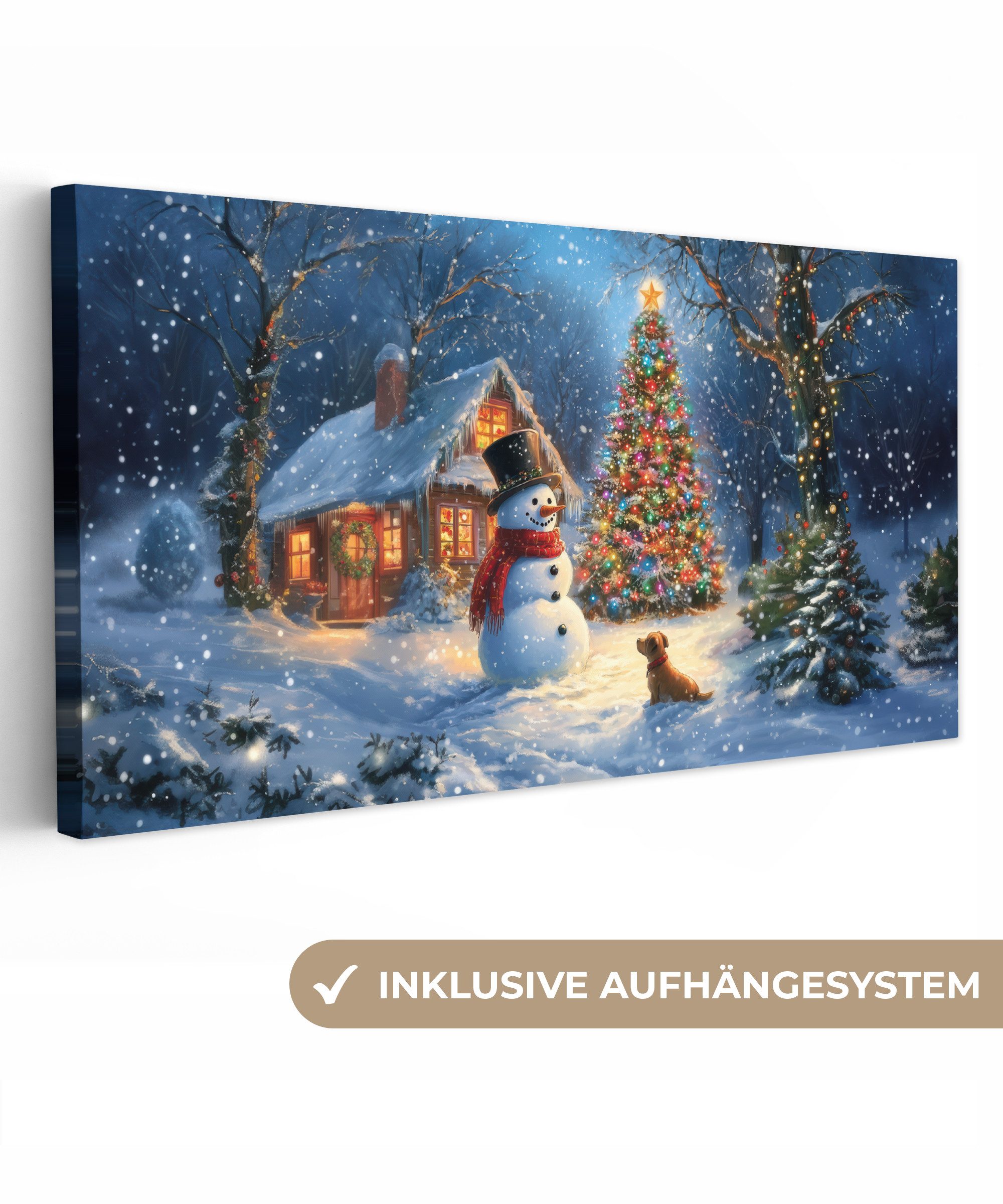 OneMillionCanvasses® Leinwandbild Panorama Weihnachtswunder - Winterabend - günstig online kaufen