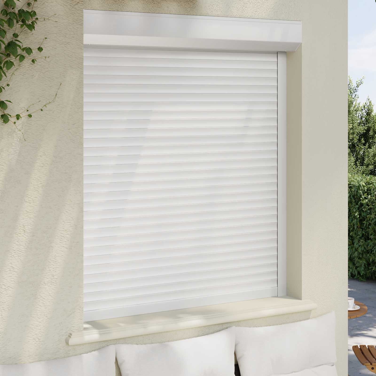 vidaXL Fensterladen Rollladen Weiß 110 x 130 cm Aluminium und Polyurethan, BxH: 14x130 cm, (1-St)