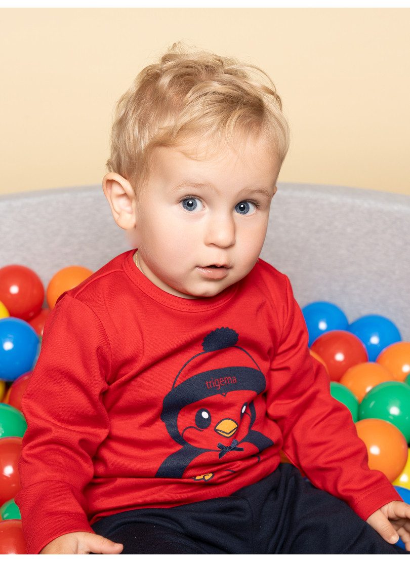 Trigema Sweatshirt TRIGEMA Langarmshirt mit süßem Pinguin-Print
