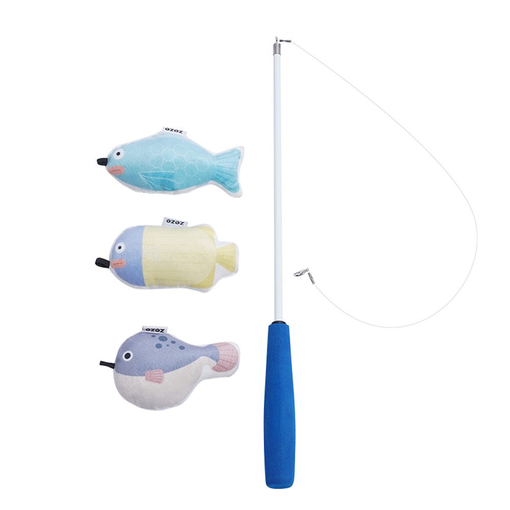 Purpurra Katzenangel Teleskopischer Stab mit kleinen Fischen, Katzenminze, 38–150 cm