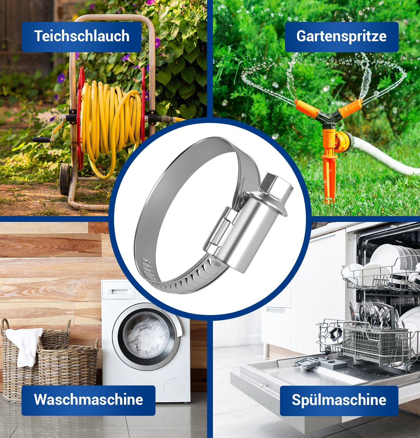 VIOKS Schlauchschelle Schlauchklemme 20-32mmØ, (2-St), W2 Chromstahl für Ablaufschlauch Waschmaschine Geschirrspüler – Bild 5 von 5