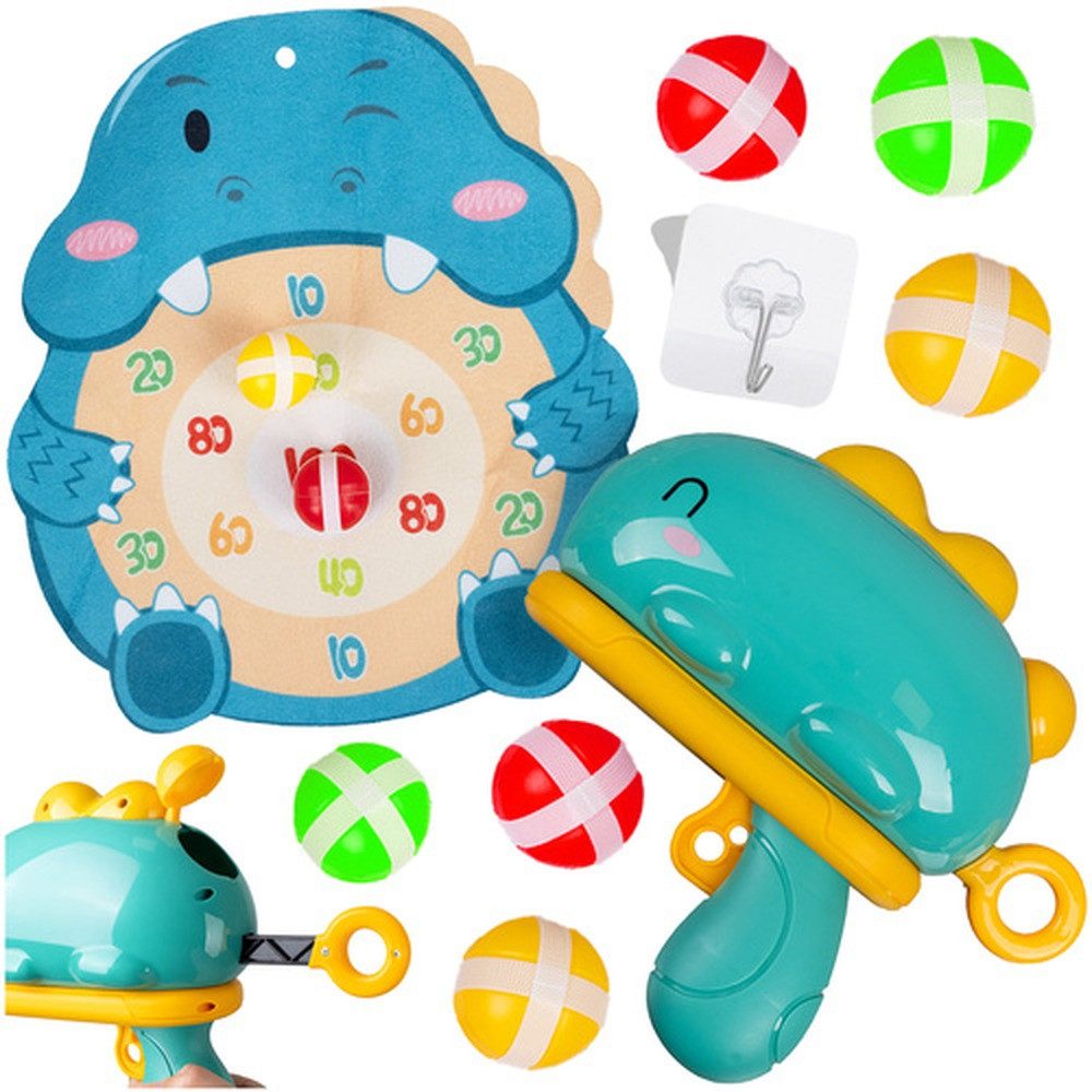 ISO TRADE Wurfscheibe Dinosaurier-Arcade-Spiel (Spar-Set, Familienspiel), Spiel trainiert Treffsicherheit, Koordination und Konzentration