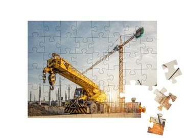 puzzleYOU Puzzle Kräne auf einer Baustelle, 48 Puzzleteile, puzzleYOU-Kollektionen Fahrzeuge