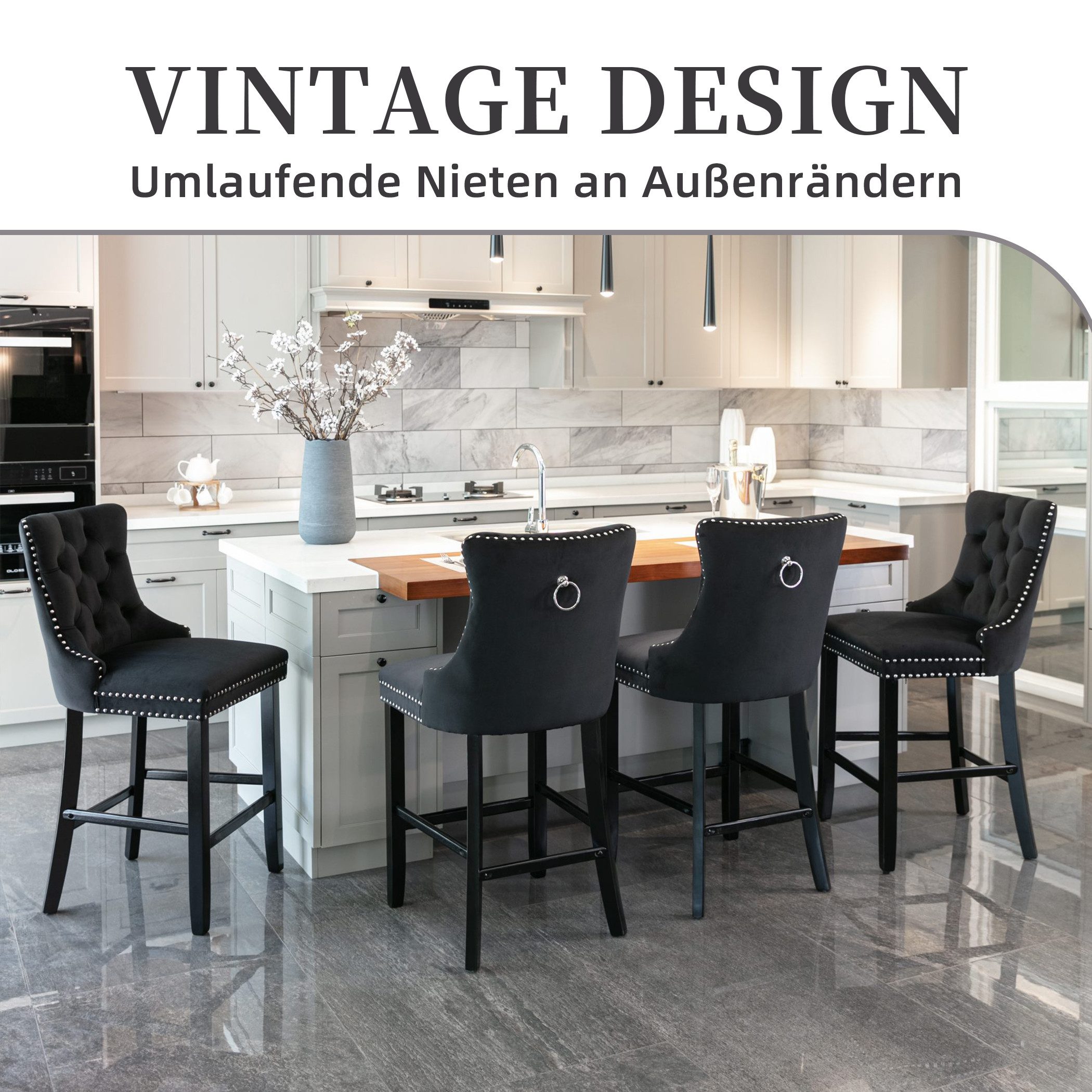 SeedWave Barhocker Mit Rückenlehne, 2er-Set Samt Barstuhl mit Verstellbaren günstig online kaufen