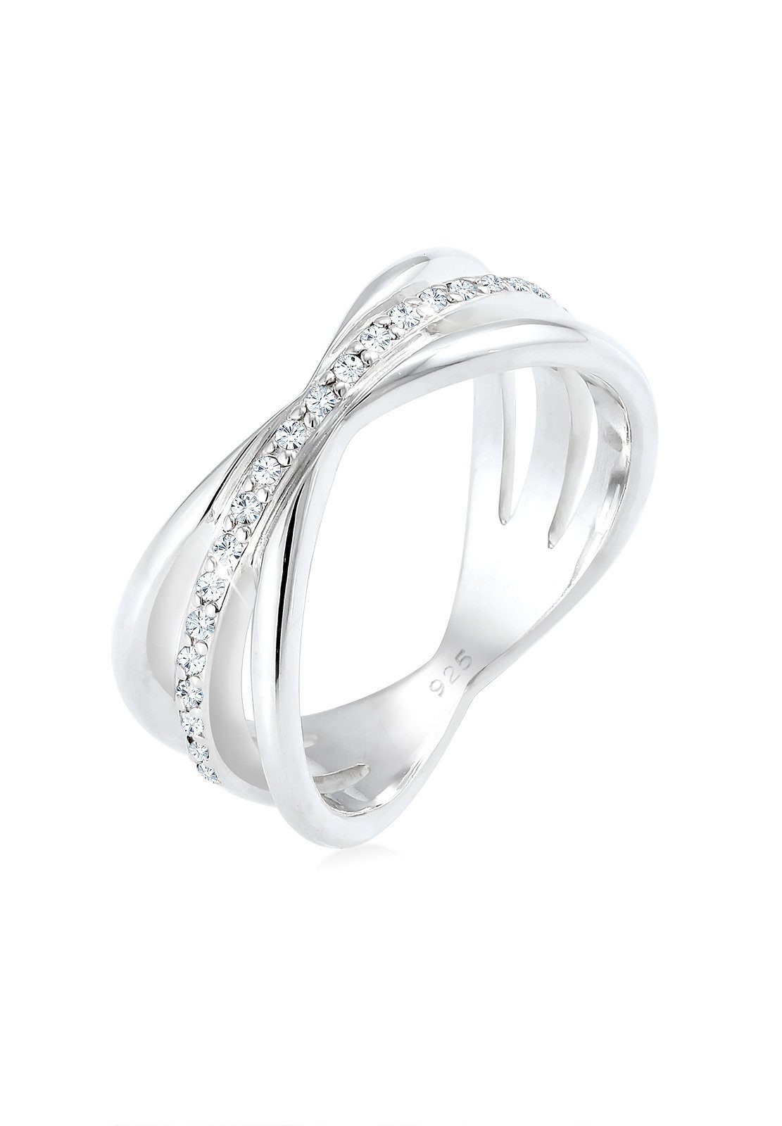 Elli Premium Fingerring Wickelring Blogger Kristalle 925 Silber, Eleganter  Wickelring aus 925er Sterling Silber