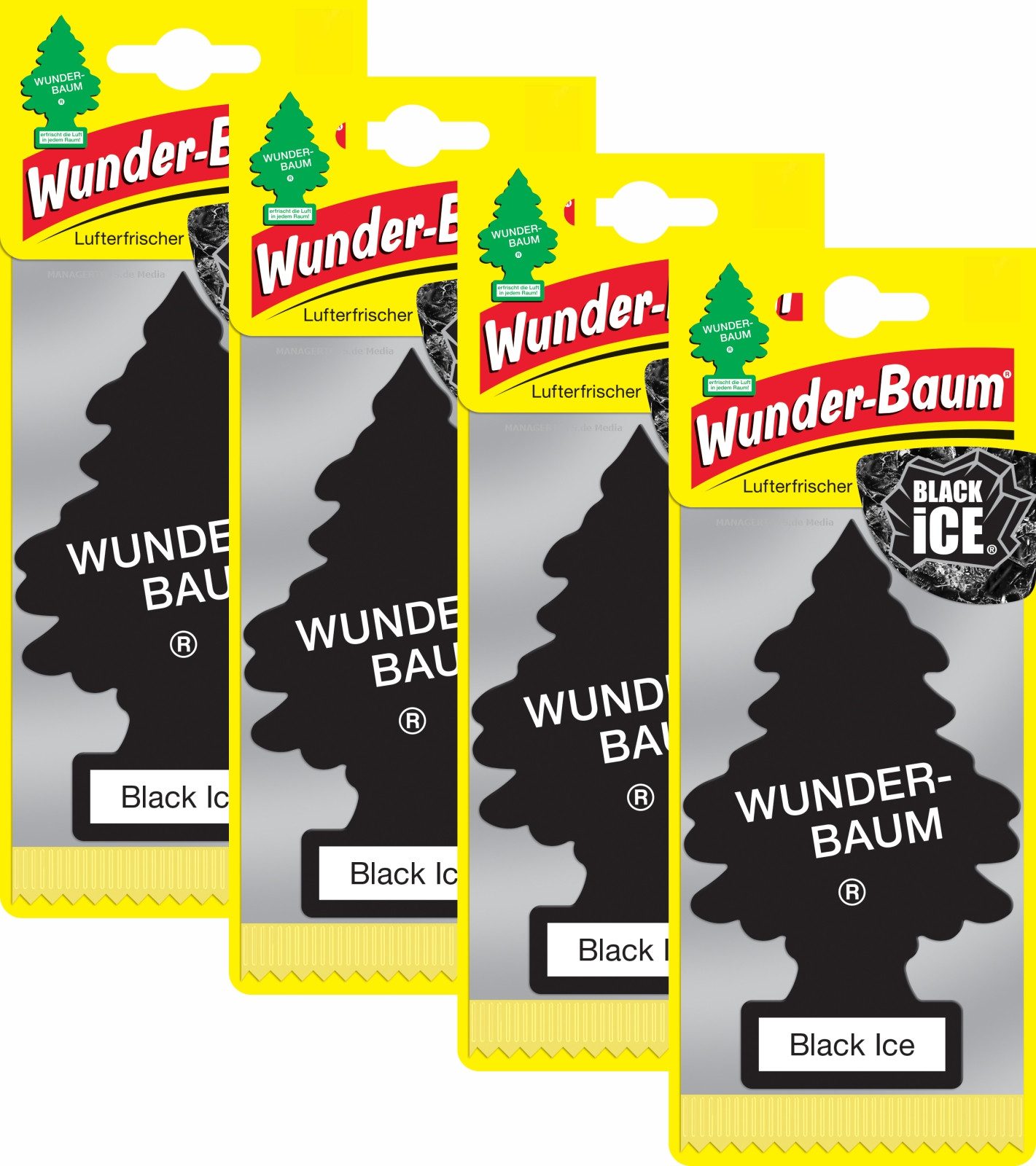 Wunder-Baum Raumduft Black Ice 4er Set Wunderbaum Sandelholz Bergamotte Zitrone