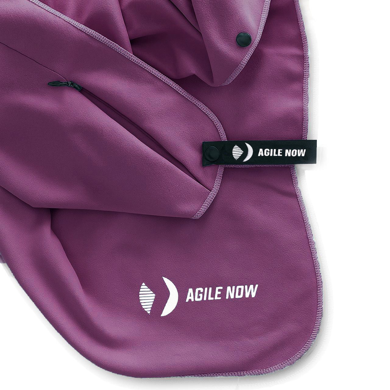 AGILE NOW Sporthandtuch Magnet Fitness-Handtuch aus Mikrofaser, Rutschfest & Schnelltrocknend, Mit Reißverschlusstaschen & Kapuze