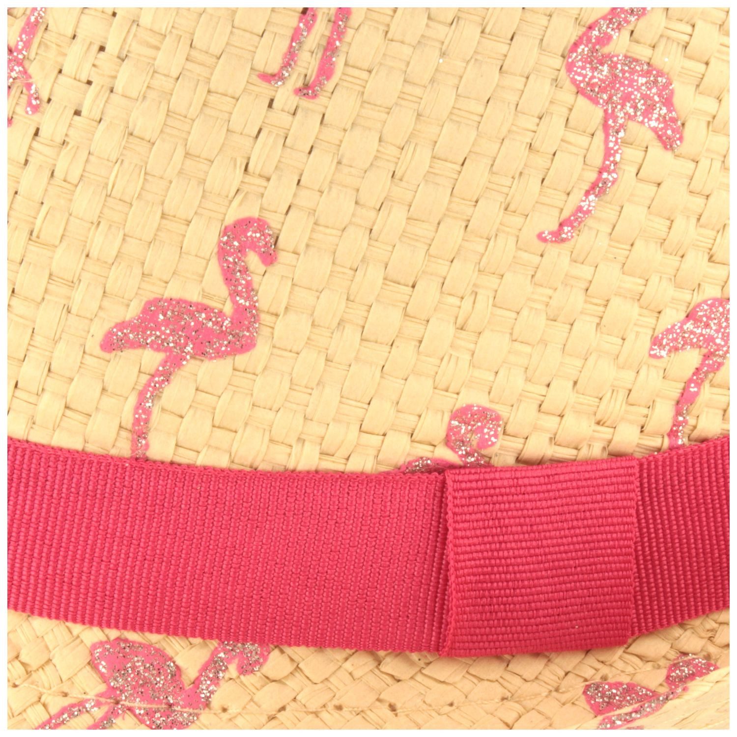 Breiter Strohhut Kinder Trilby aus Papier mit Glitzer Flamingos