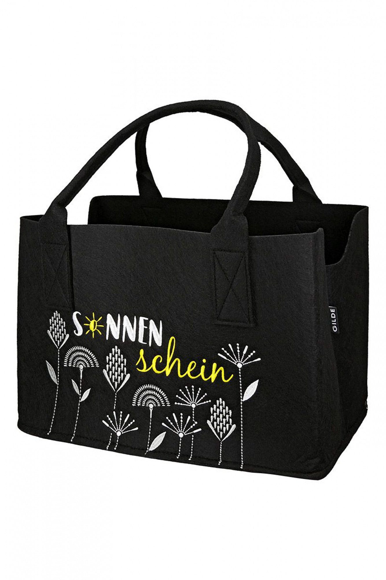 GILDE Freizeittasche schwarz - - Filztasche Gilde Fächerblumen-Sonnenschein