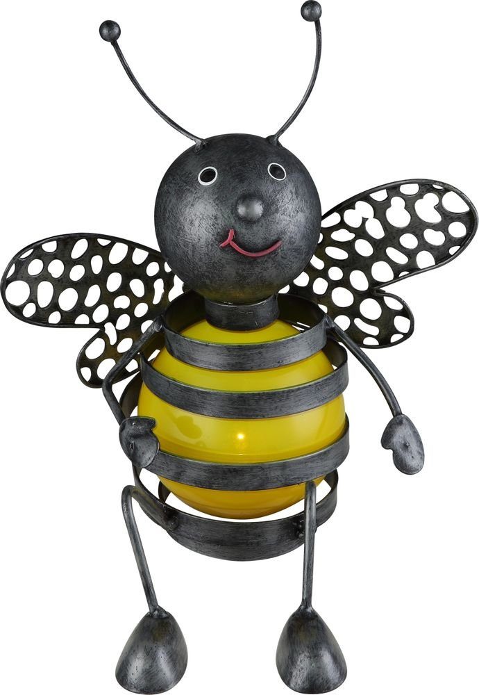 etc-shop Gartenleuchte, LED-Leuchtmittel fest verbaut, Solar Metall Gartenfiguren für Biene außen Deko Außen Biene