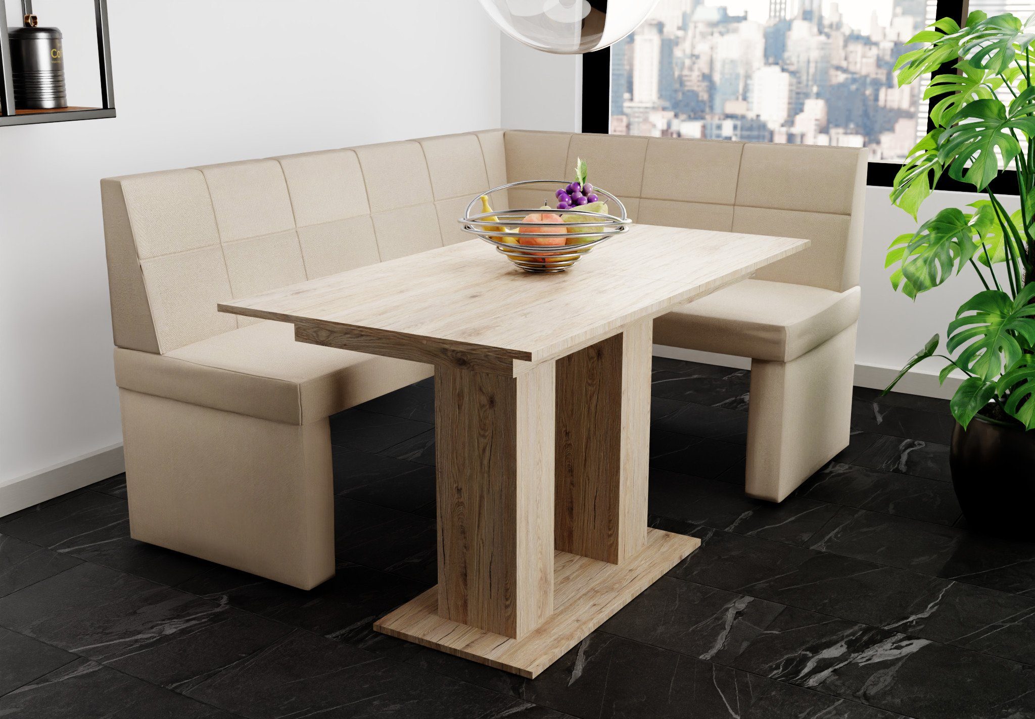 Fun Möbel Eckbankgruppe Eckbankgruppe „BLAKE“ Größe 168x128cm mit Tisch Sonoma, ausziehbarer Tisch | Eckbankgruppen