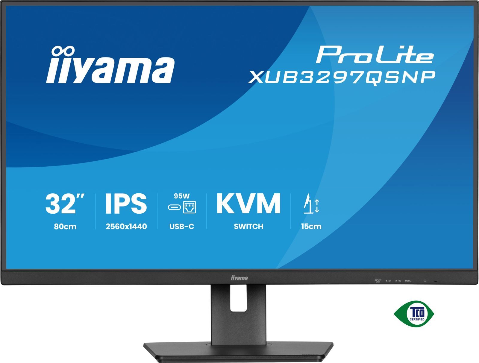Iiyama XUB3297QSNP-B1 32IN QHD USB-C 95W PD DOCK TFT-Monitor (2560 x 1440 px, 4K Ultra HD, 1 ms Reaktionszeit, 100 Hz, IPS, Adaptive-Sync, Lautsprecher, Höhenverstellbar)