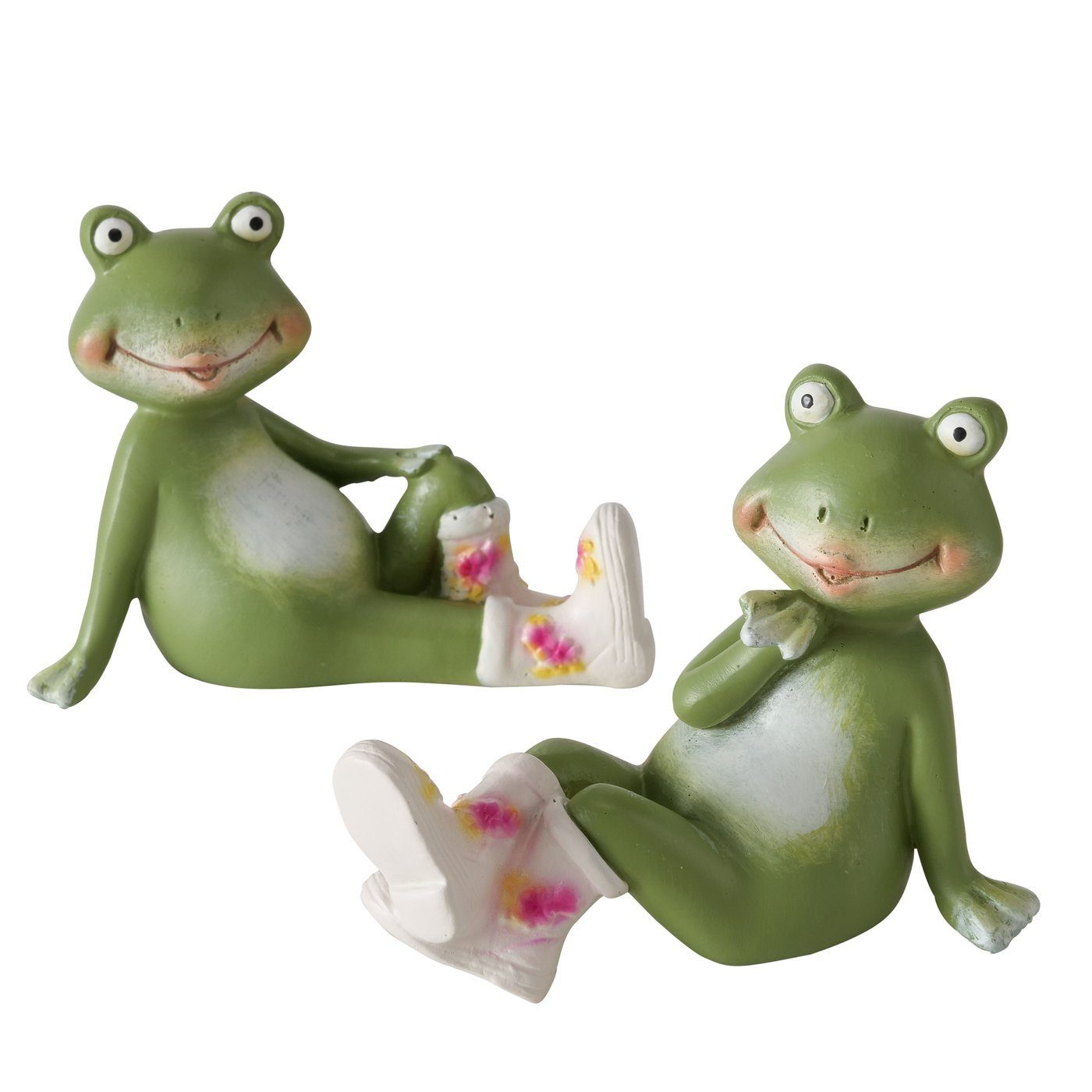 BOLTZE Dekofigur Frosch und mit Haus Dekofigur Set Gummistiefeln Garten für