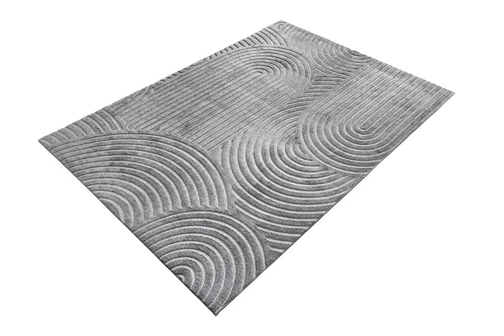 riess-ambiente Designteppich ART DECO 230x160cm grau · Kurzflor-Teppich mit Hoch-Tief-Effekt, rechteckig, Höhe: 15 mm, Wohnzimmer · Indoor · 3D-Effekt · Modern · Schlafzimmer