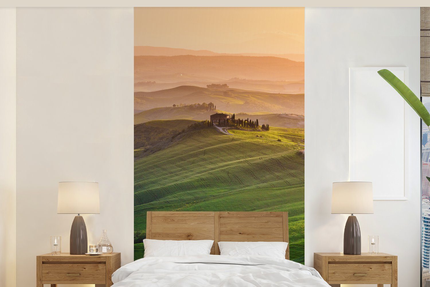 MuchoWow Fototapete Toskana - Landschaft - Hügel, Matt, bedruckt, (2 St), Vliestapete für Wohnzimmer Schlafzimmer Küche, Fototapete