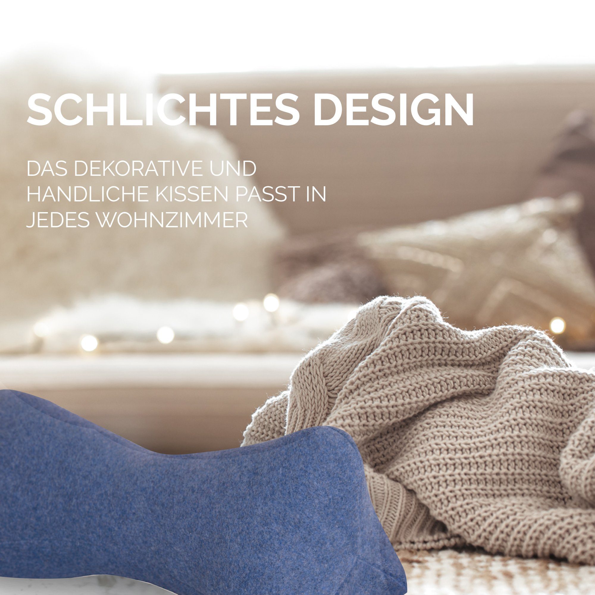 Dr. Berger Living Nackenkissen Original Dr. Berger Velours-Fleece Leseknochen Blau 40 x 18 cm