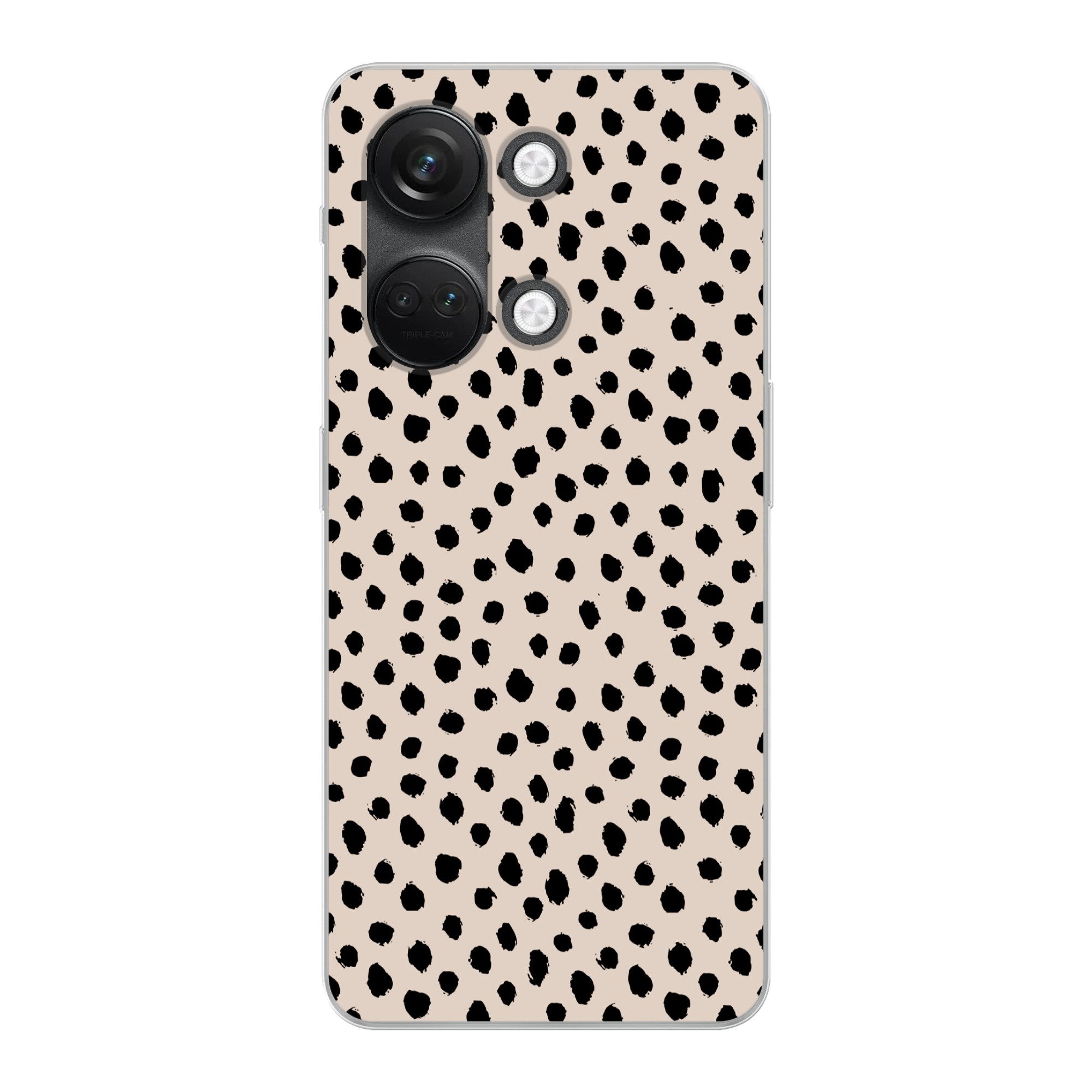 MuchoWow Handyhülle für OnePlus Nord 3 Polka dots - Schwarz - Beige, Phone Case, Silikon, Schutzhülle Dünn