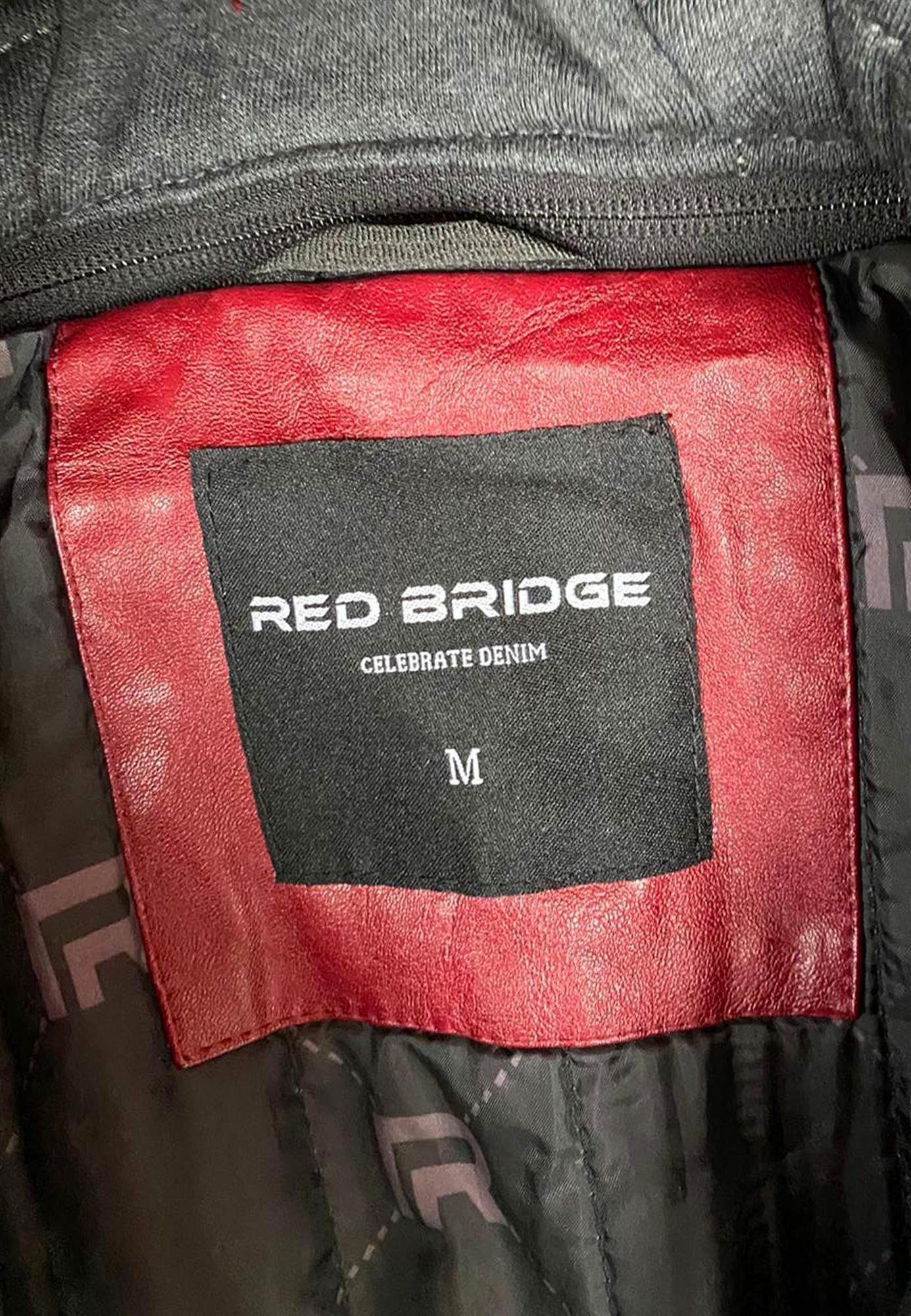 RedBridge Lederimitatjacke aus Dirtyrot abnehmbarer und hochwertig, Kunstleder Kapuze robust