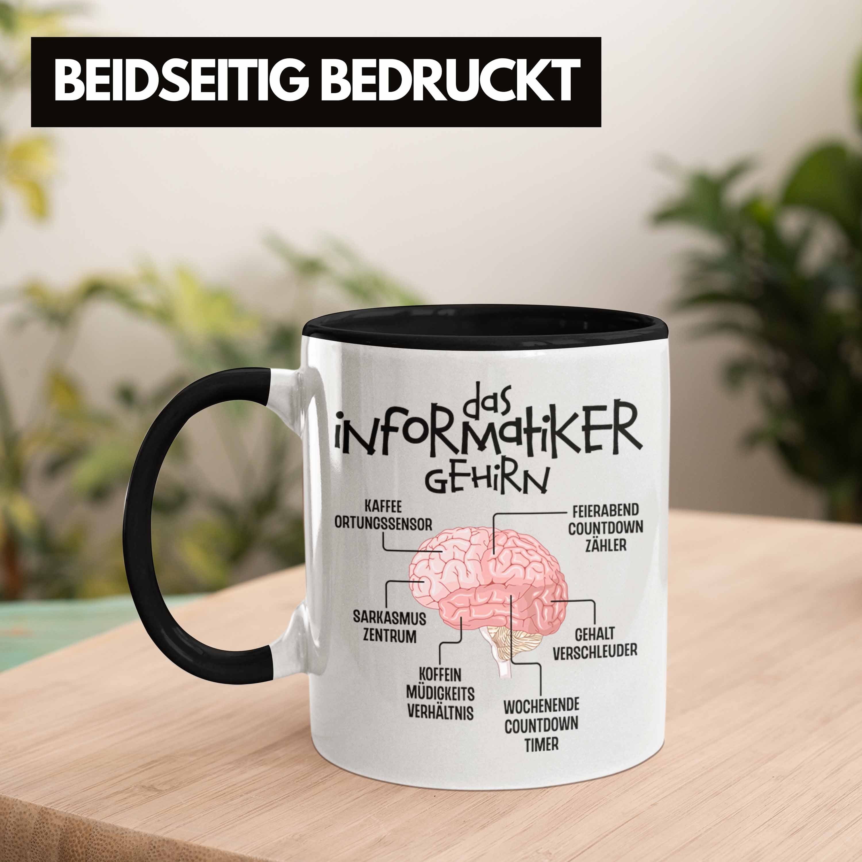 Coder Trendation Softwareentwickler - Nerd Geschenkidee Tasse Tasse Schwarz IT Programmierer Spruch Techniker Trendation Lustiger Gehirn Geschenk Informatiker