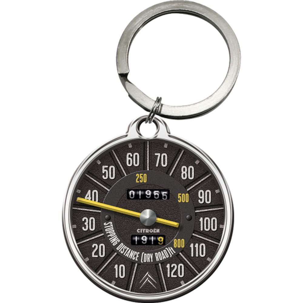 Schlüsselanhänger mit Gravur Edelstahl Schlüsselanhänger Ø 4cm - Citroen Tacho